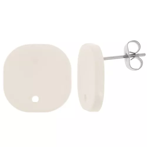 Orecchini perno quadrati a in acrilico opaco 15 mm - Crema x2
