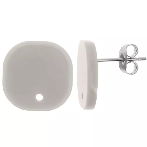 Orecchini perno quadrati a in acrilico opaco 15 mm - Grigio x2