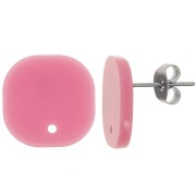 Orecchini perno quadrati a in acrilico opaco 15 mm - Rosa antico x2|raw }}