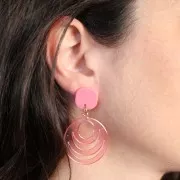 Orecchini perno quadrati a in acrilico opaco 15 mm - Rosa antico x2