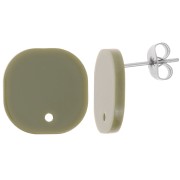 Orecchini perno quadrati a in acrilico opaco 15 mm - Olive x2