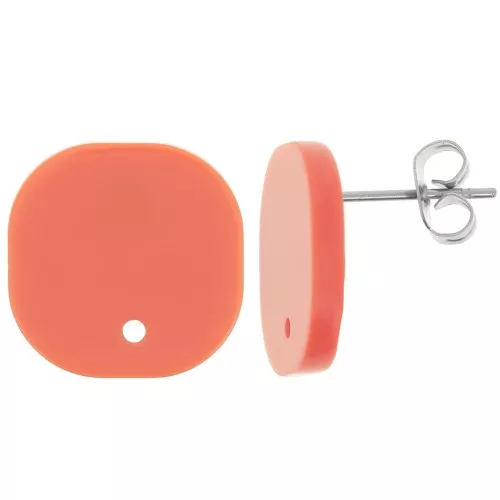 Orecchini perno quadrati a in acrilico opaco 15 mm - Terracotta x2