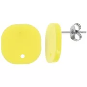 Orecchini perno quadrati a in acrilico opaco 15 mm - Giallo fluorescente x2