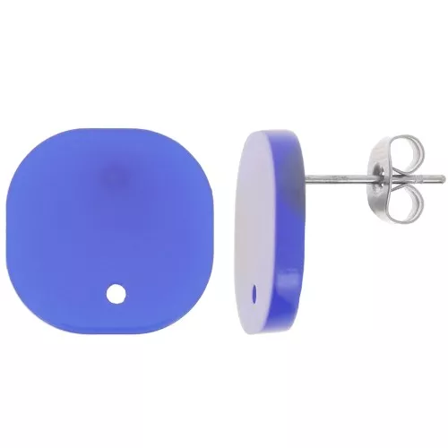 Orecchini perno quadrati a in acrilico trasparente 15 mm - Royal Blue x2
