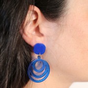 Orecchini perno quadrati a in acrilico trasparente 15 mm - Royal Blue x2