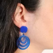 Orecchini perno quadrati a in acrilico trasparente 15 mm - Royal Blue x2