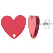 Orecchini perno cuore in acetato 14x15,5 mm - Rosso x2