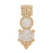 Pendente con ossidi di zirconio e piccole sfere 12x4 mm - placcato oro 3 micron|raw }}