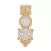 Pendente con ossidi di zirconio e piccole sfere 12x4 mm - placcato oro 3 micron