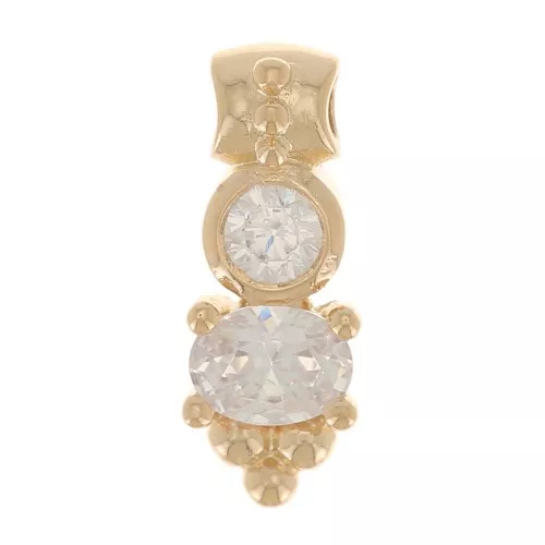 Pendente con ossidi di zirconio e piccole sfere 12x4 mm - placcato oro 3 micron