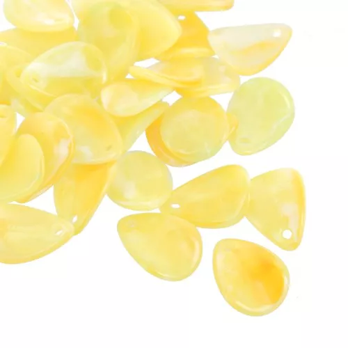 Zecchini petali di fiore curvo da 17 mm in acrilico - Giallo marmorizzato x15