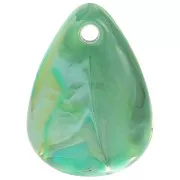 Zecchini petali di fiori curvi da 17 mm in acrilico - Multi-verde marmorizzato x15