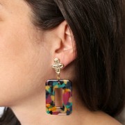 Orecchini perno fiore 20,5x14 mm con anello chiuso - Dorato con oro fino x2