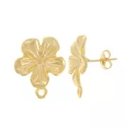 Orecchini perno fiore da 18 mm con anello chiuso - dorato con oro fino x2