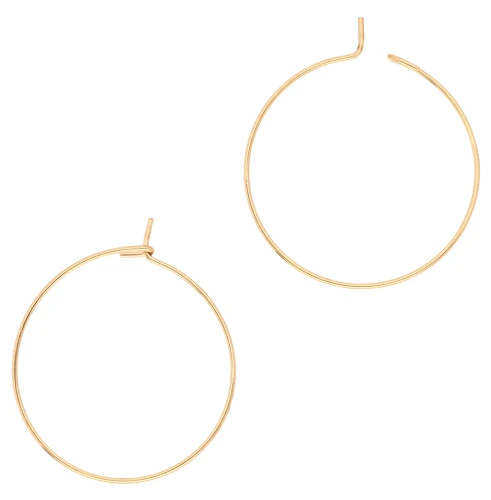 Orecchini a cerchio sottili da decorare, 34 mm - Acciaio inossidabile 316L Dorato x2