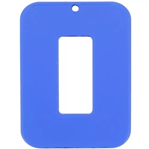 Ciondolo a rettangolo cavo in acrilico trasparente 40x30 mm - Blu elettrico x1