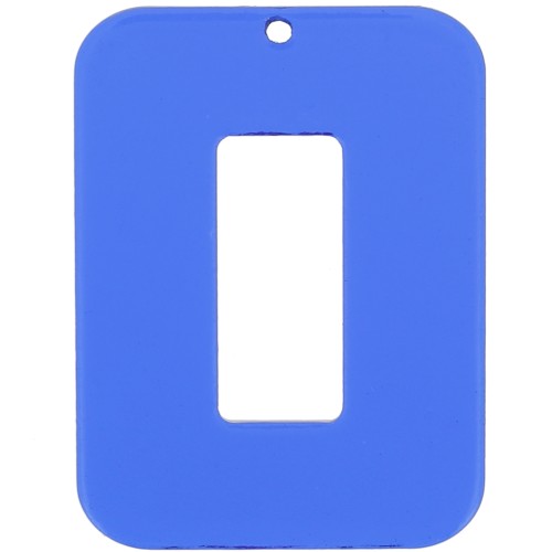 Pendente rettangolo cavo in acrilico trasparente 40x30 mm - Blu elettrico x1