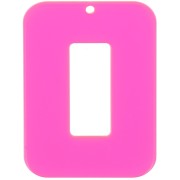 Pendente rettangolo cavo in acrilico trasparente 40x30 mm - Rosa - arancio neon