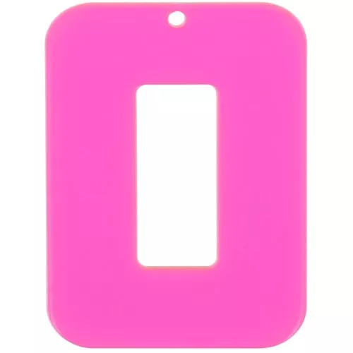 Pendente a rettangolo cavo in acrilico trasparente 40x30 mm - Rosa - Arancione fluorescente