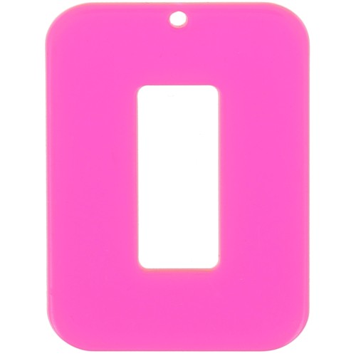 Pendente rettangolo cavo in acrilico trasparente 40x30 mm - Rosa - arancio neon