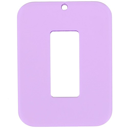 Pendente rettangolo cavo in acrilico trasparente 40x30 mm - Viola chiaro x1