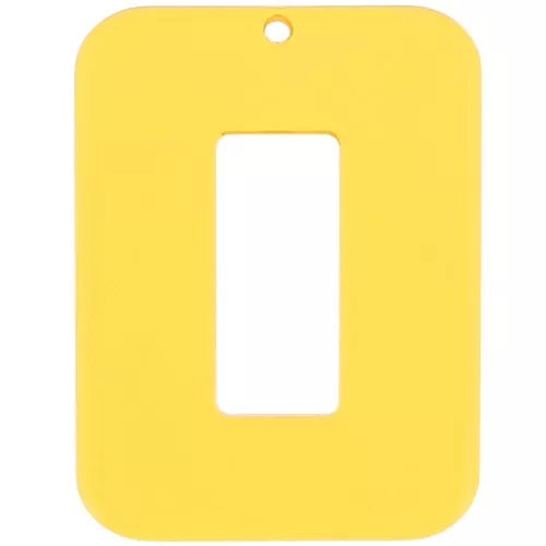 Ciondolo a rettangolo cavo in acrilico trasparente 40x30 mm - Giallo x1
