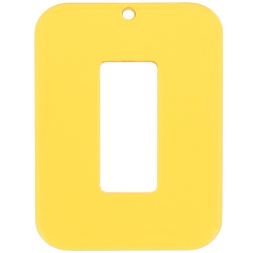Pendente rettangolo cavo in acrilico trasparente 40x30 mm - Giallo x1