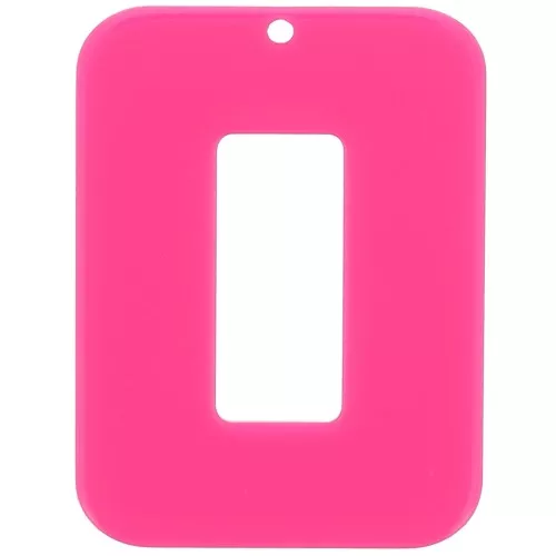 Pendente a rettangolo cavo 40x30 mm in acrilico opaco - Fucsia x1