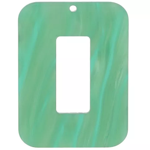 Ciondolo a rettangolo 40x30 mm in acetato - Perla verde multipla marmorizzata x1