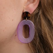 Pendente ovale in acrilico trasparente 47x34 mm - Viola chiaro x1