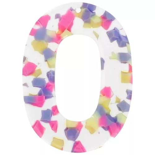 Ciondolo ovale cavo in acetato 47x34 mm - Terrazzo Vaniglia - Rosa pastello x1