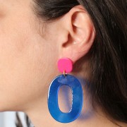 Ciondolo ovale cavo in acetato 47x34 mm - Terrazzo Vaniglia - Rosa pastello x1