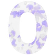 Pendente ovale cavo in acetato 47x34 mm - Terrazzo Violet - Bianco perlato x1