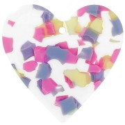 Pendente cuore in acetato 31x32 mm - Terrazzo Vaniglia - Rosa pastello x1|raw }}