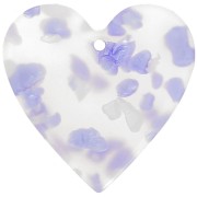 Pendente cuore in acetato 31x32 mm - Terrazzo Violet - Perla bianca x1