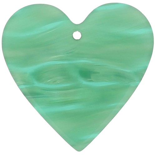 Pendente cuore in acetato 31x32 mm - Perla verde multipla marmorizzata x1
