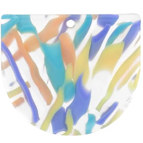 Pendente mezzaluna in acetato 29x33 mm - Viola astratto - Salmone x1