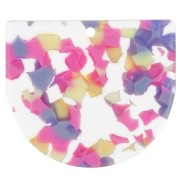 Pendente mezzaluna in acetato 29x33 mm - Terrazzo Vaniglia - Rosa pastello x1|raw }}
