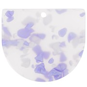 Pendente mezzaluna in acetato 29x33 mm - Terrazzo Violet - Perla bianca x1
