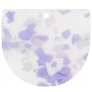 Pendente mezzaluna in acetato 29x33 mm - Terrazzo Violet - Perla bianca x1