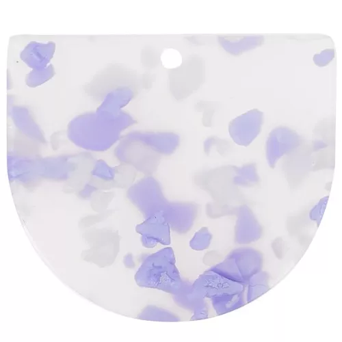 Pendente mezzaluna in acetato 29x33 mm - Terrazzo Violet - Perla bianca x1