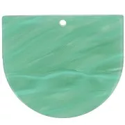 Pendente mezzaluna in acetato 29x33 mm - Perla verde multipla marmorizzata x1