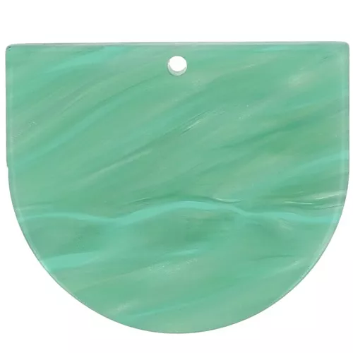 Pendente mezzaluna in acetato 29x33 mm - Perla verde multipla marmorizzata x1