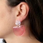 Ciondolo mezzaluna in acrilico trasparente 29x33 mm - Rosa x1