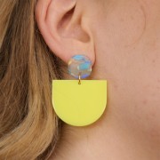 Pendente mezzaluna in acrilico 29x33 mm - Giallo fluorescente x1