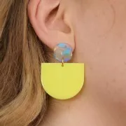 Pendente mezzaluna in acrilico 29x33 mm - Giallo fluorescente x1