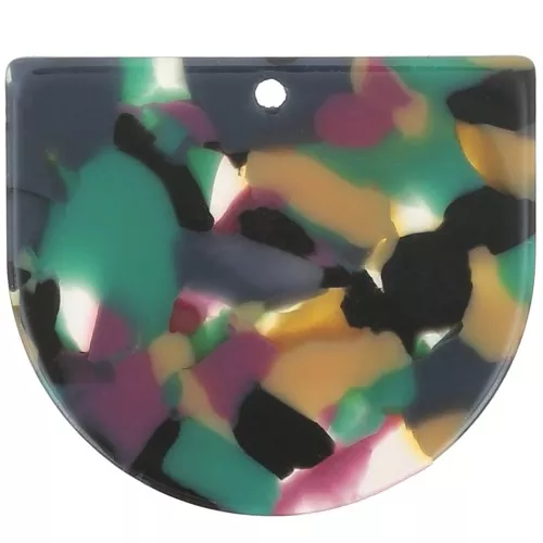 Pendente mezzaluna in acetato 29x33 mm - guscio di tartaruga - Fucsia x1
