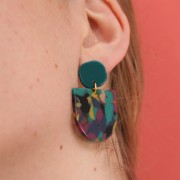 Pendente mezzaluna in acetato 29x33 mm - guscio di tartaruga - Fucsia x1