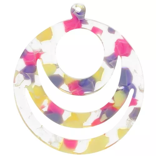 Pendente rotondo traforato in acetato 30 mm - Terrazzo Vaniglia - Rosa pastello x1