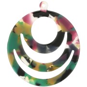 Pendente rotondo traforato in acetato 30 mm - Verde tartaruga - Fucsia x1|raw }}